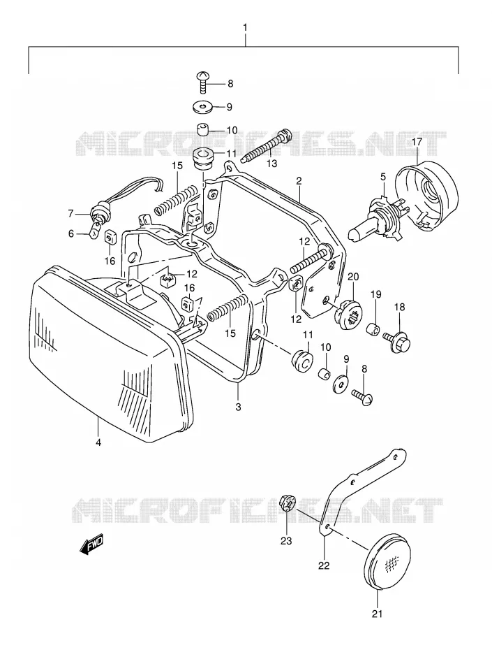 KOPLAMP (MODELE M/N/P) Suzuki MOTO 800 DR 1992  DR800SN(E4)