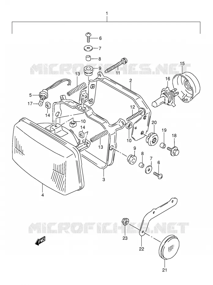 KOPLAMP (MODELE R/S/T) Suzuki MOTO 800 DR 1993  DR800SP(E4)