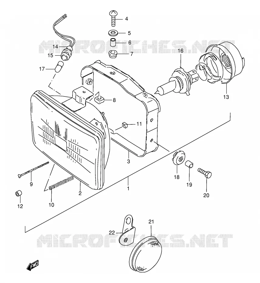 KOPLAMP (MODELE R) Suzuki MOTO 350 DR 1995  DR350SES(E2)
