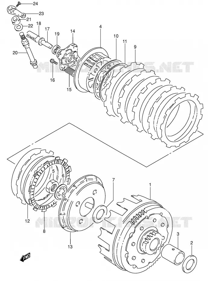 KOPPELING (MODELE M/N/P) Suzuki MOTO 650 DR 1995  DR650RSEUS(E4)