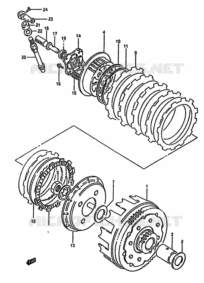 KOPPELING (MODELE N/P) Suzuki MOTO 650 DR 1992  DR650RN(N/P/R)