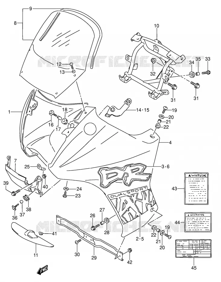 KUIP - ETIKETTEN (MODELE R) Suzuki MOTO 650 DR 1991  DR650RSEM(E4)