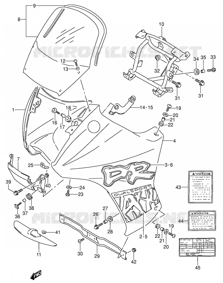 KUIP - ETIKETTEN (MODELE S) Suzuki MOTO 650 DR 1991  DR650RSEUM(E4)