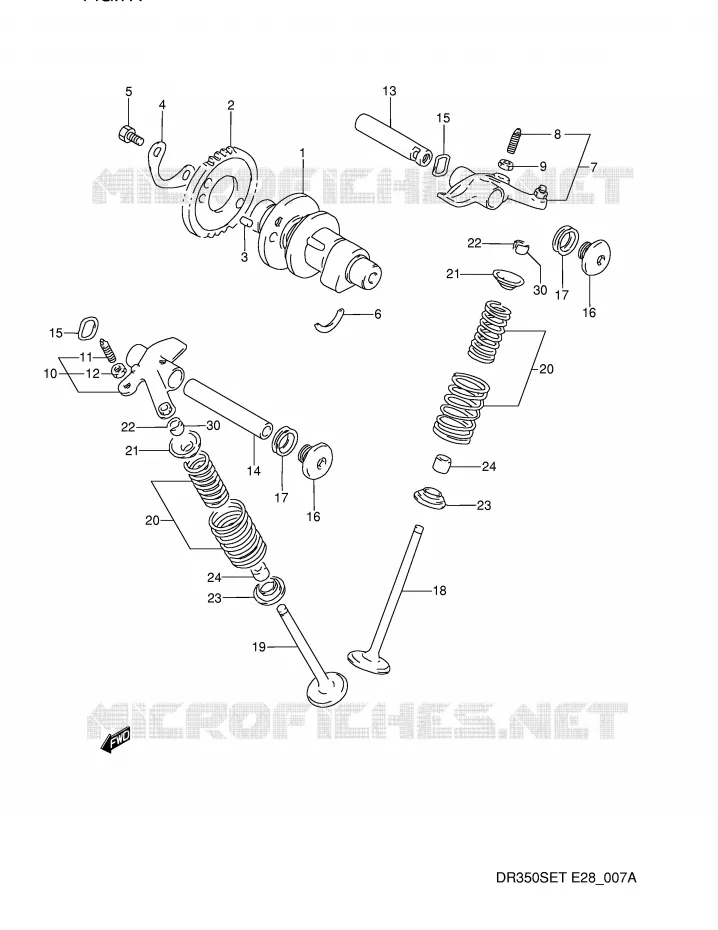NOKKENAS - VALVES (MODELE R/S/T) Suzuki MOTO 350 DR 1994  DR350SER(E28)