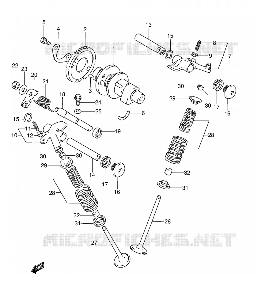 NOKKENAS - VALVES (MODELE R/S/T) Suzuki MOTO 350 DR 1996  DR350T(E3)