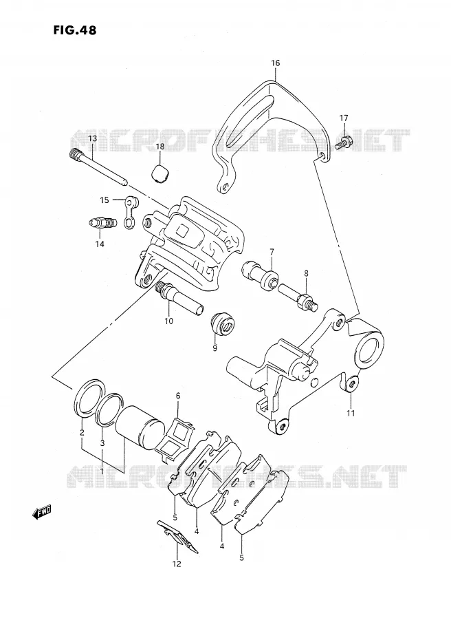 REAR CALIPER (MODELE L/M) Suzuki MOTO 350 DR 1991  DR350SM(E2)