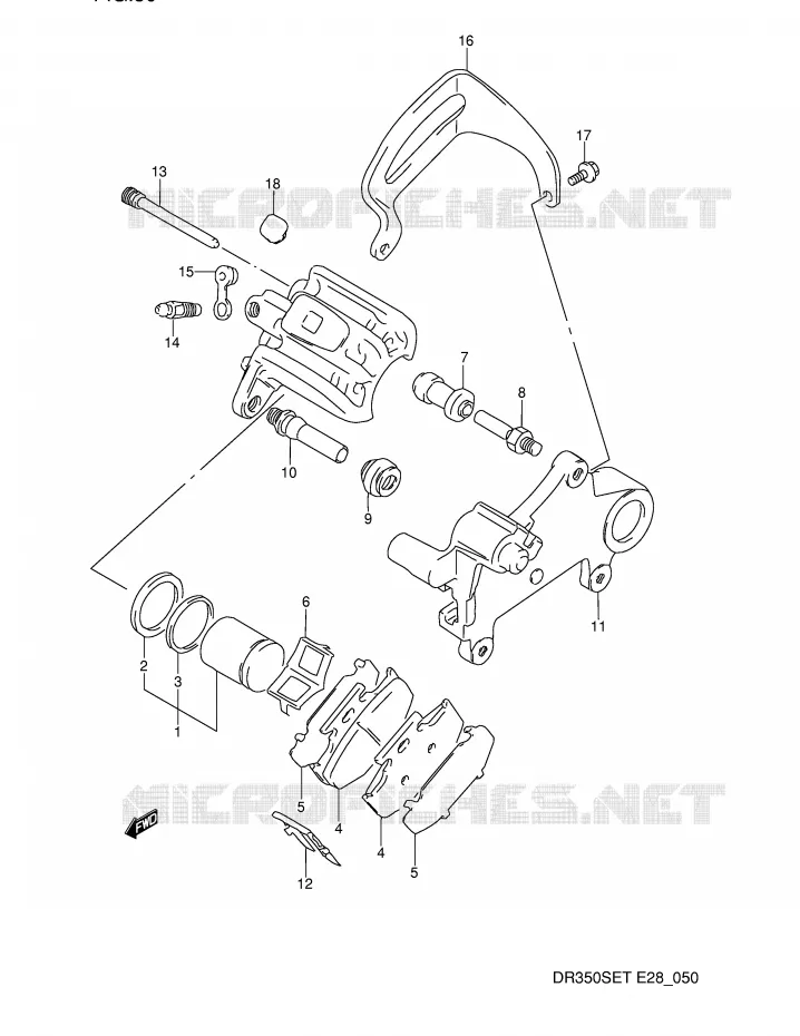 REAR CALIPER (MODELE L/M) Suzuki MOTO 350 DR 1992  DR350SN(E28)