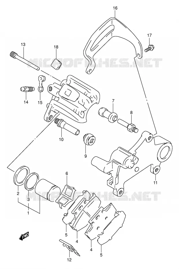 REAR CALIPER (MODELE L/M) Suzuki MOTO 350 DR 1994  DR350R(E1)