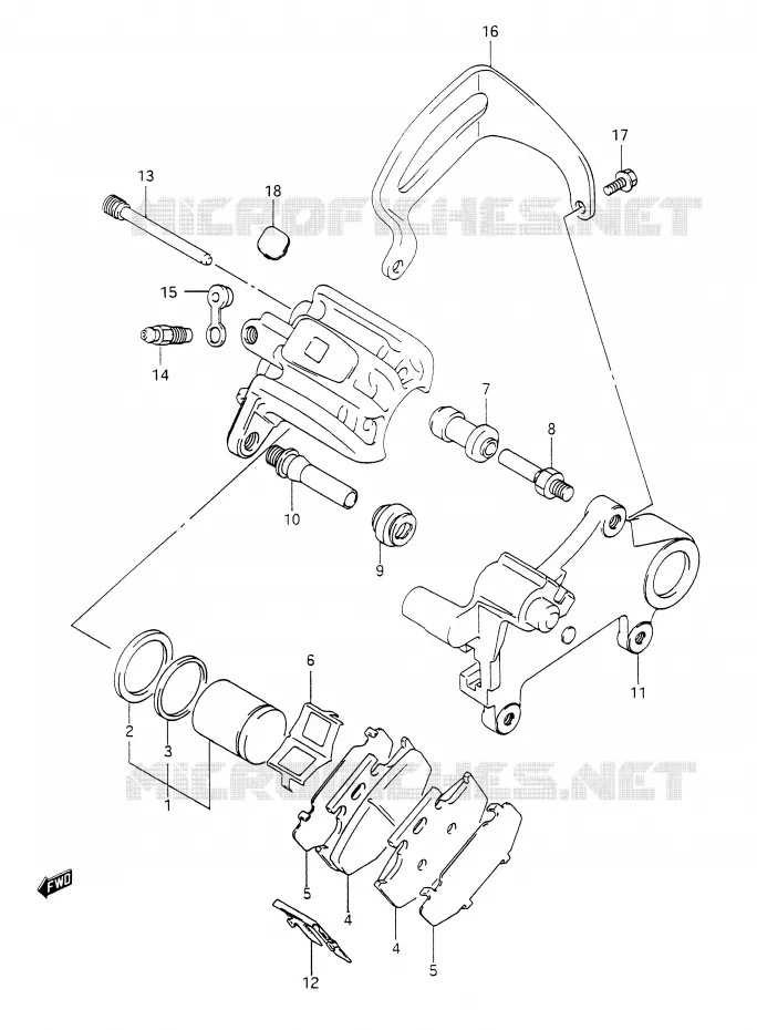 REAR CALIPER (MODELE L/M) Suzuki MOTO 350 DR 1994  DR350R(E28)