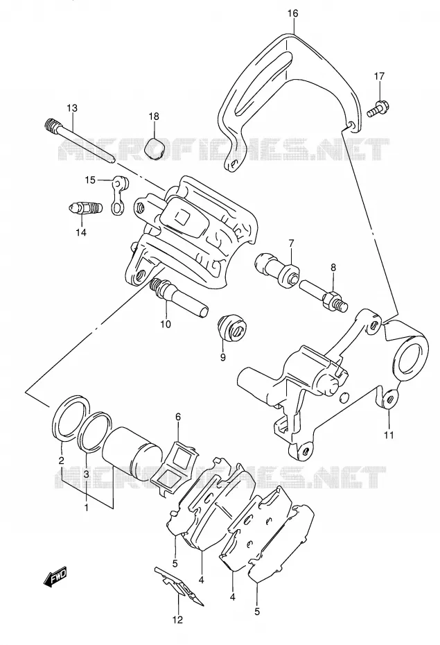 REAR CALIPER (MODELE L/M) Suzuki MOTO 350 DR 1996  DR350T(E3)