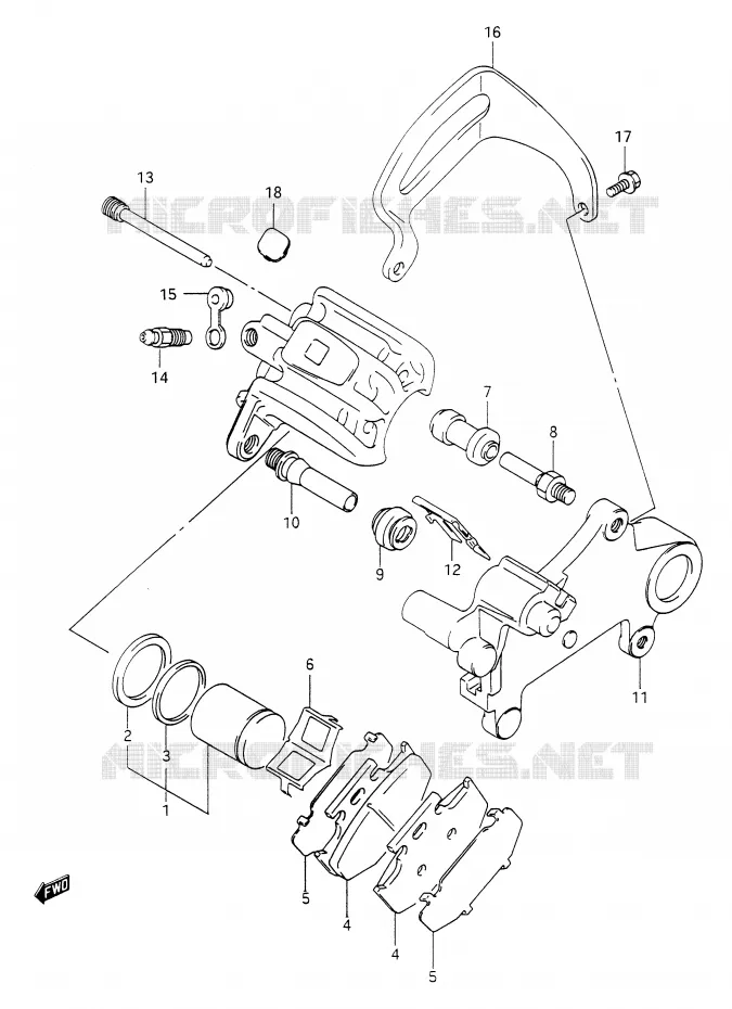 REAR CALIPER (MODELE N/P) Suzuki MOTO 350 DR 1990  DR350L(E28)