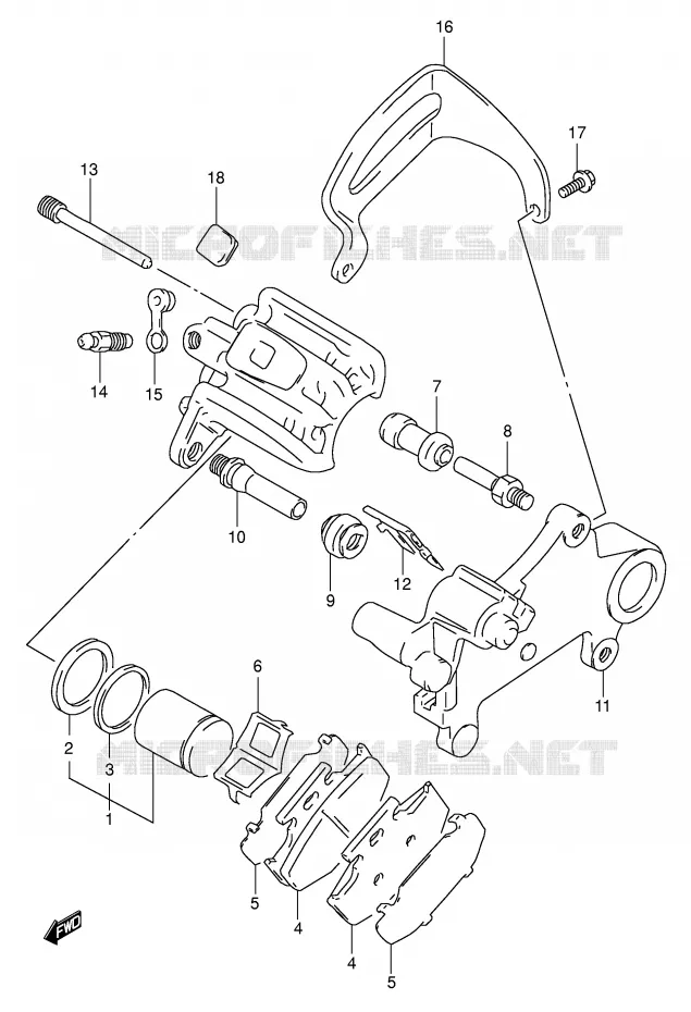 REAR CALIPER (MODELE N/P) Suzuki MOTO 350 DR 1991  DR350M(E1)