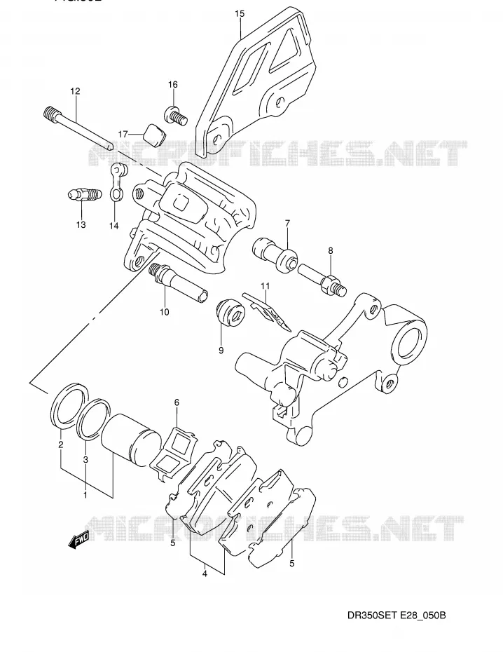 REAR CALIPER (MODELE R/S/T) Suzuki MOTO 350 DR 1992  DR350SN(E28)
