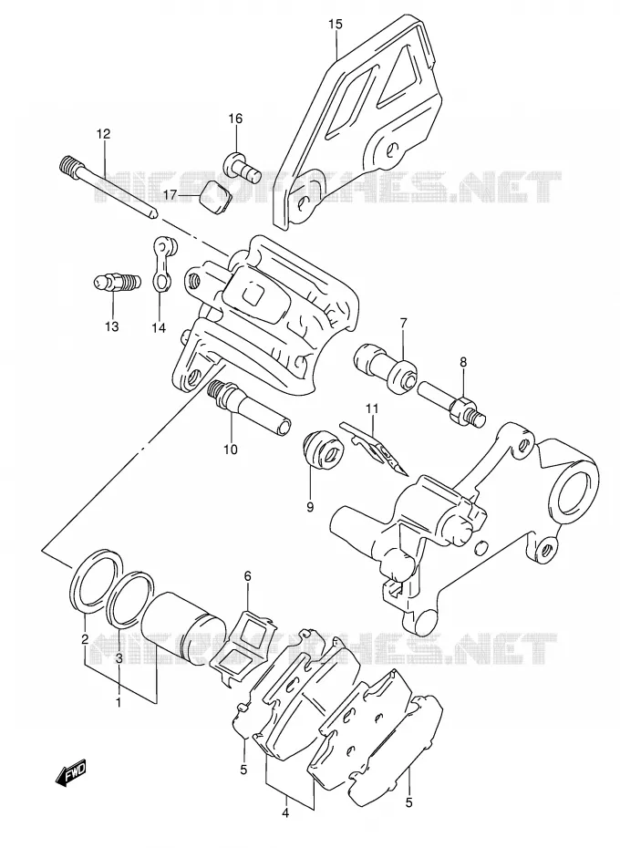 REAR CALIPER (MODELE R/S/T) Suzuki MOTO 350 DR 1995  DR350S(E3)
