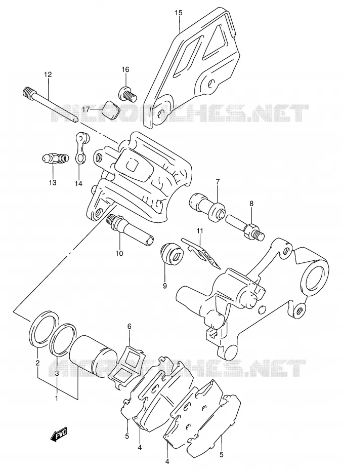 REAR CALIPER (MODELE R) Suzuki MOTO 250 DR 1994  DR250SR(E24)
