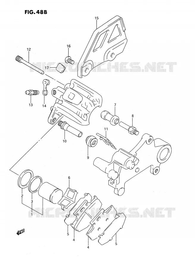 REAR CALIPER (MODELE R) Suzuki MOTO 350 DR 1992  DR350SN(E2)