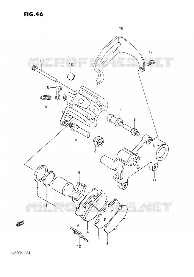 REAR CALIPER Suzuki MOTO 250 DR 1991  DR250M(E24)