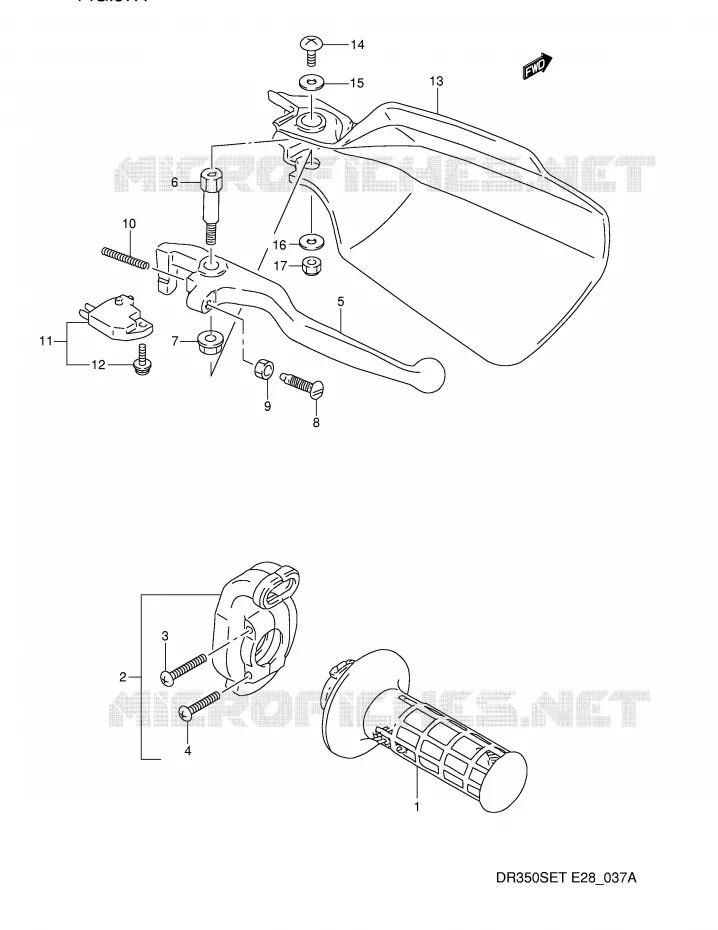 RECHTER HENDEL - HANDGREEP (MODELE N/P/R/S/T) Suzuki MOTO 350 DR 1995  DR350SES(E28)