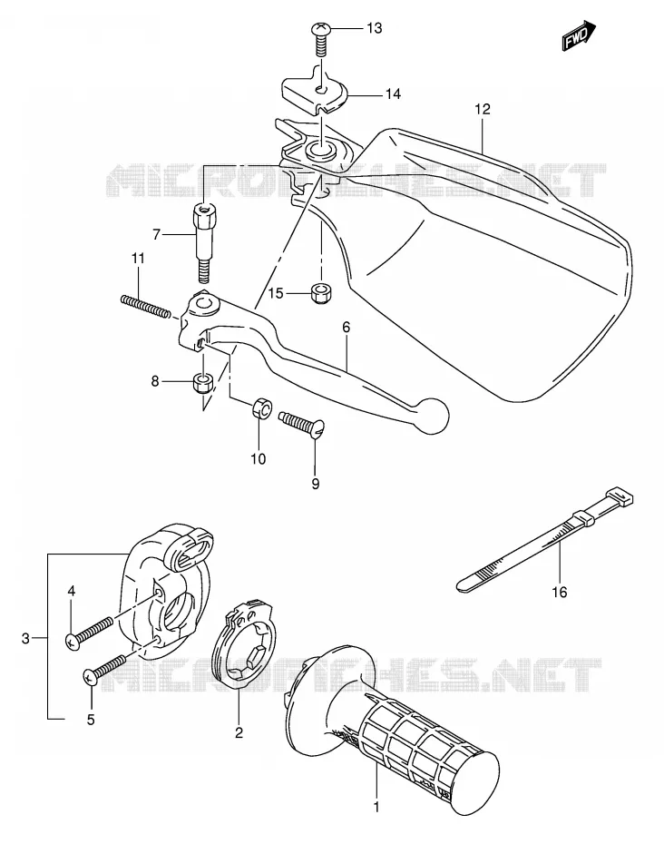 RECHTER HENDEL - HANDGREEP Suzuki MOTO 350 DR 1994  DR350R(E1)