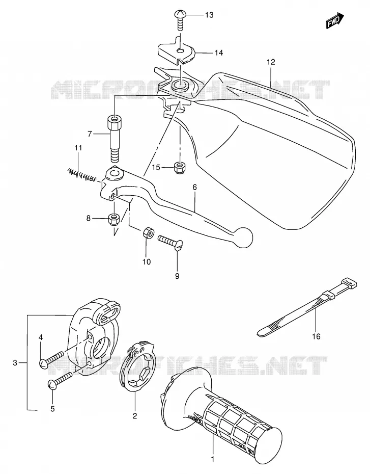 RECHTER HENDEL - HANDGREEP Suzuki MOTO 350 DR 1999  DR350X(E1)