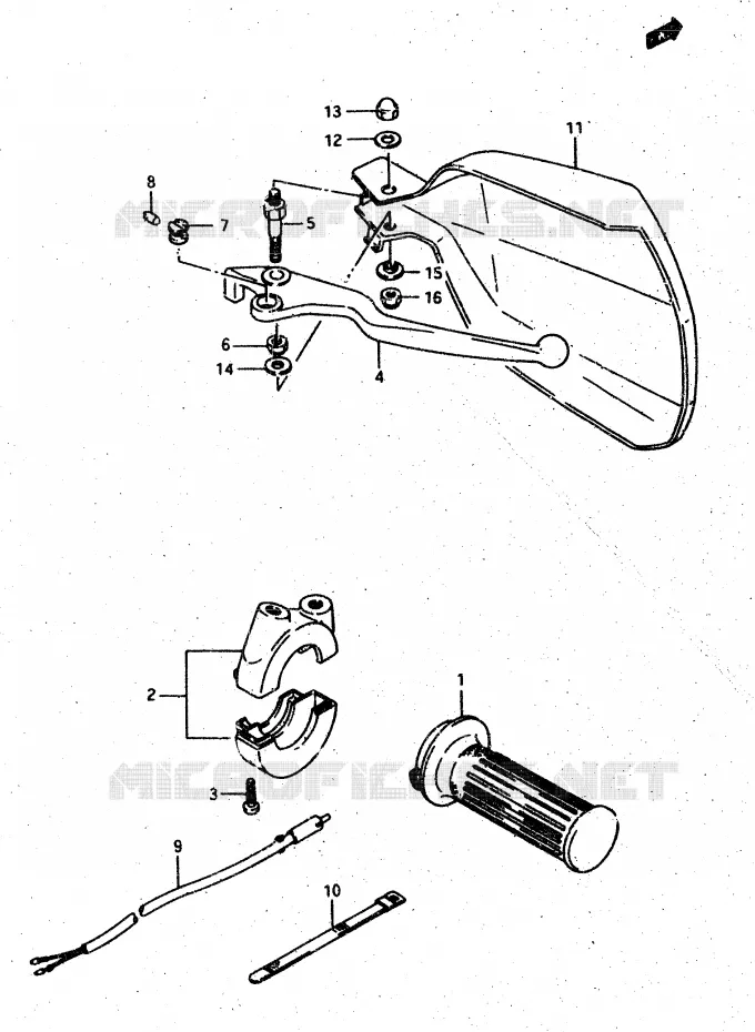 RIGHT SWITCH - HANDGREEP (DR500RH) Suzuki MOTO 500 DR 1987  DR500H(G/H/J)