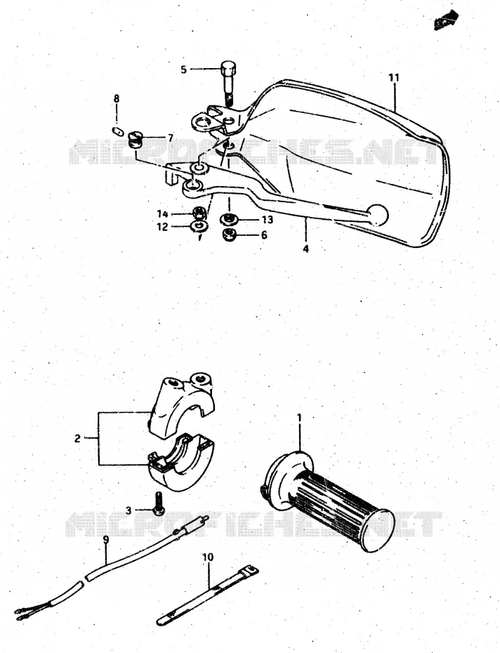 RIGHT SWITCH - HANDGREEP (MODELE G/DR500SH) Suzuki MOTO 500 DR 1988  DR500J(G/H/J)