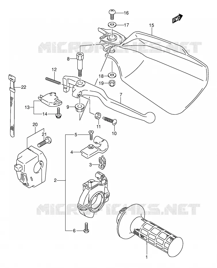 RIGHT SWITCH - HANDGREEP (MODELE L/M,MODELE N/P/R E24) Suzuki MOTO 250 DR 1993  DR250SP(E24)