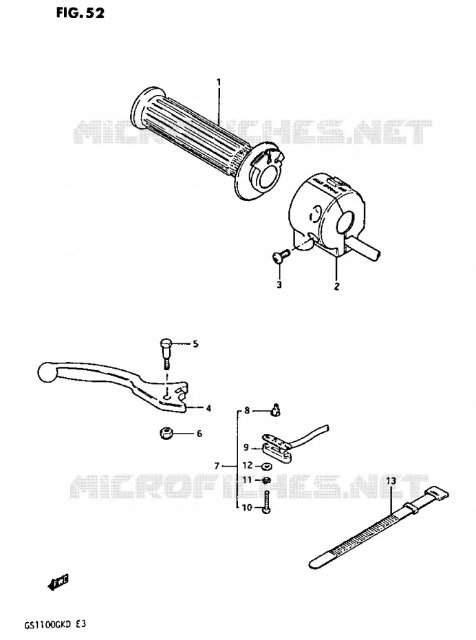 RIGHT SWITCH - HANDGREEP Suzuki MOTO 1100 GS-G 1982  GS1100GKZ(Z/2/D)