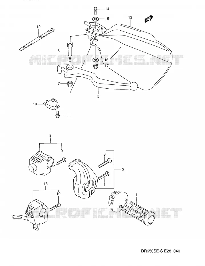 RIGHT SWITCH - HANDGREEP Suzuki MOTO 650 DR 1994  DR650SER(E28)