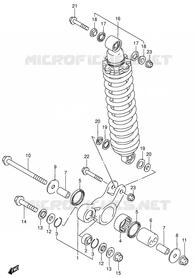 SCHOKBREKER AANEENSCHAKELING (MODELE K4/K5) Suzuki MOTO 200 DR 2005  DR200SEK5(E3/E28)