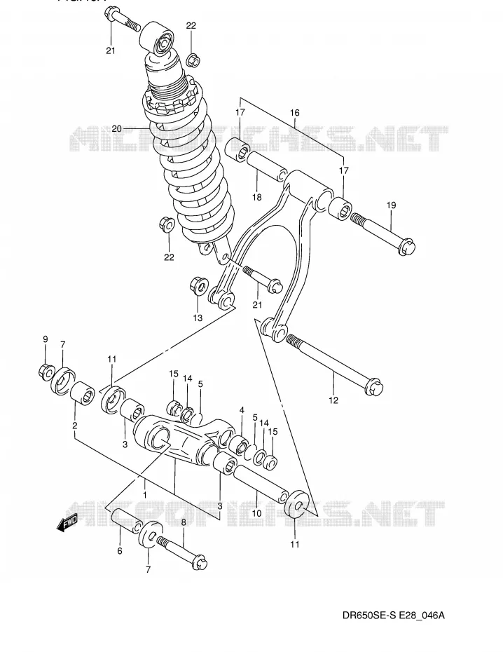 SCHOKBREKER AANEENSCHAKELING (MODELE R/S) Suzuki MOTO 650 DR 1992  DR650SN(E28)