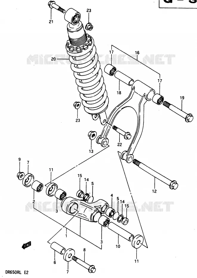 SCHOKBREKER AANEENSCHAKELING Suzuki MOTO 650 DR 1990  DR650RL(L)