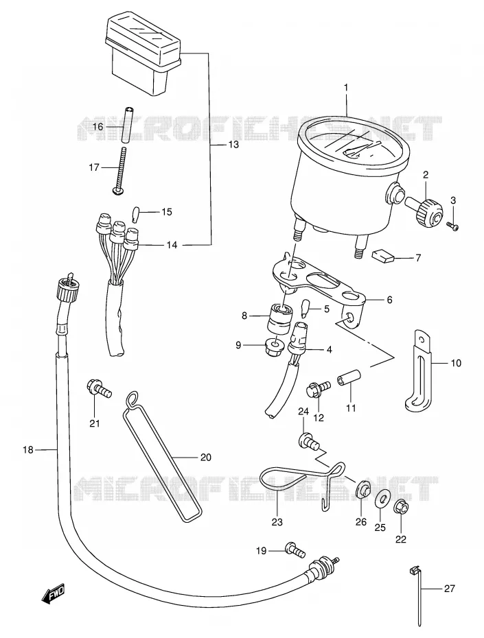 SNELHEIDSMETER (MODELE W/X,E24) Suzuki MOTO 350 DR 1999  DR350X(E1)