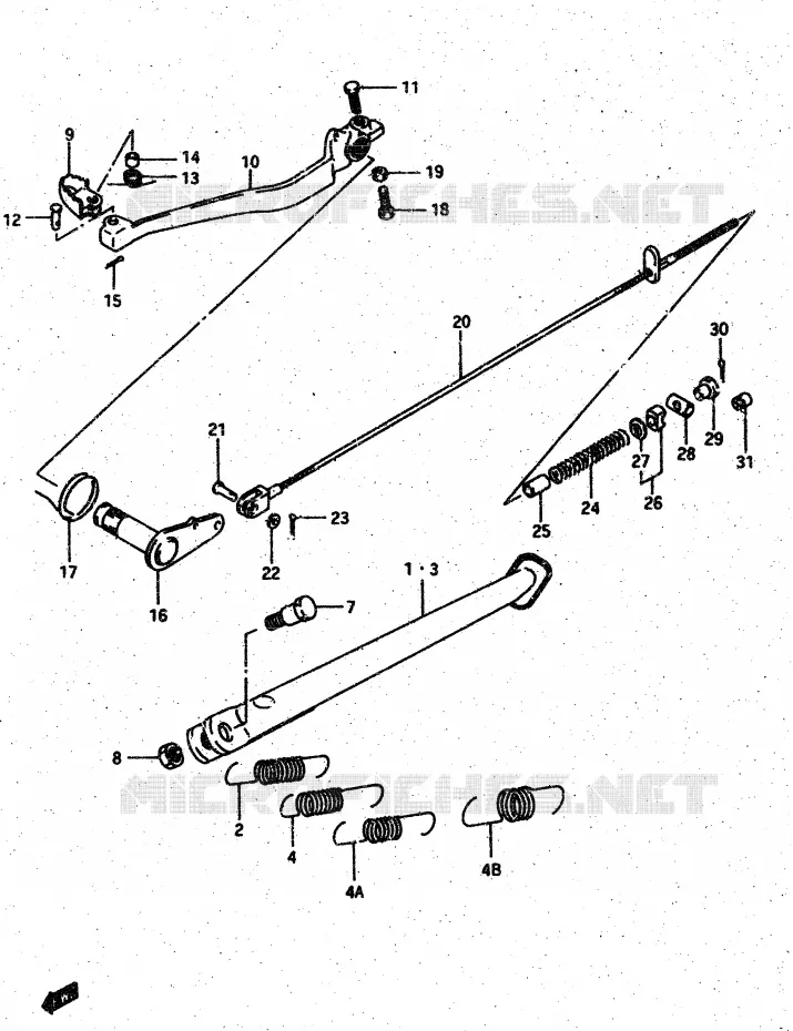 STAND - ACHTER REMPEDAAL Suzuki MOTO 500 DR 1988  DR500SJ(G/H/J)