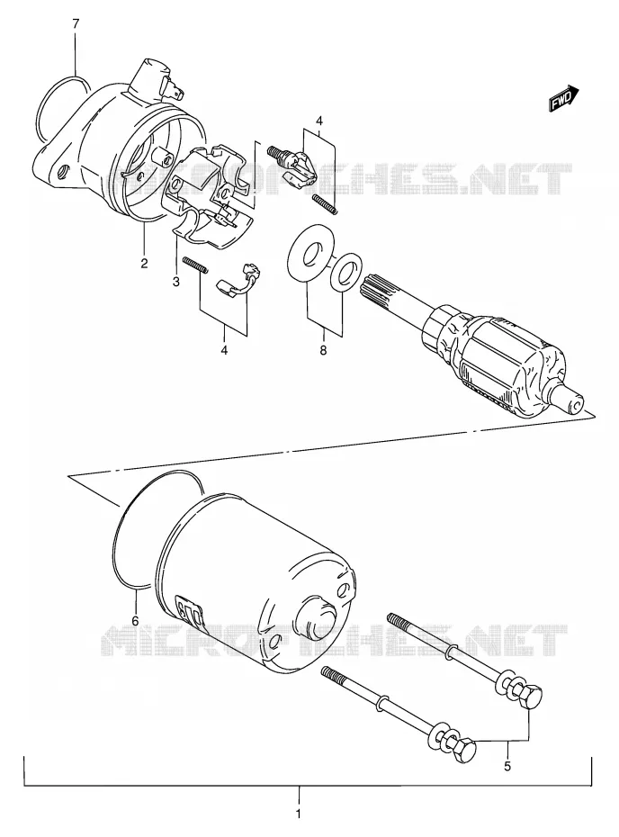 STARTMOTOR (FB100DG/DR/DS/DV) Suzuki SCOOTER 100 FB 1997  FB100V(E71)