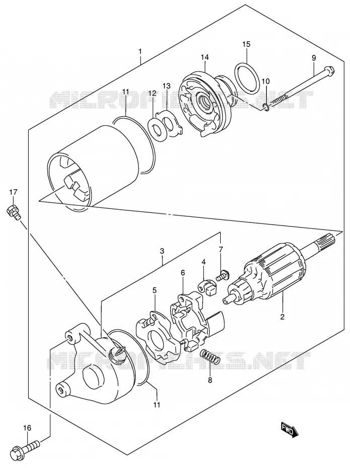 STARTMOTOR (MODELE K1) Suzuki MOTO 200 DR 2003  DR200SEK3(E3/E28)