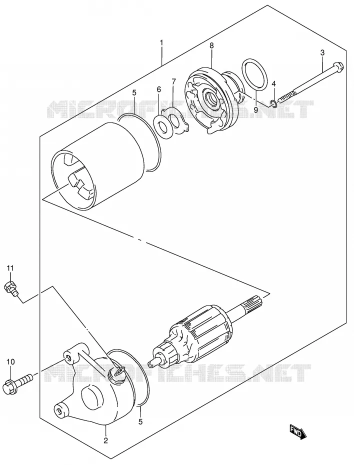 STARTMOTOR (MODELE K2/K3/K4/K5) Suzuki MOTO 200 DR 2003  DR200SEK3(E3/E28)