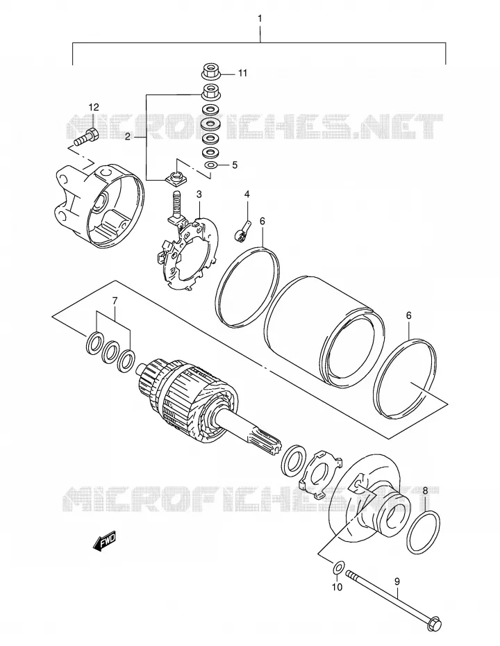 STARTMOTOR (MODELE T/V/W/X) Suzuki MOTO 350 DR 1997  DR350SEV(E2)