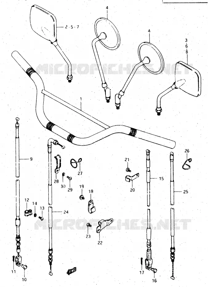 STUUR (MODELE E) Suzuki MOTO 500 DR 1984  DR500SE(E1)