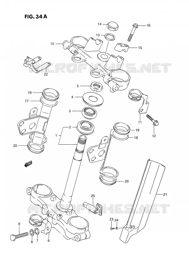 STUURKOLOM (DR350SHN/SHP/SHR) Suzuki MOTO 350 DR 1990  DR350SL(E2)