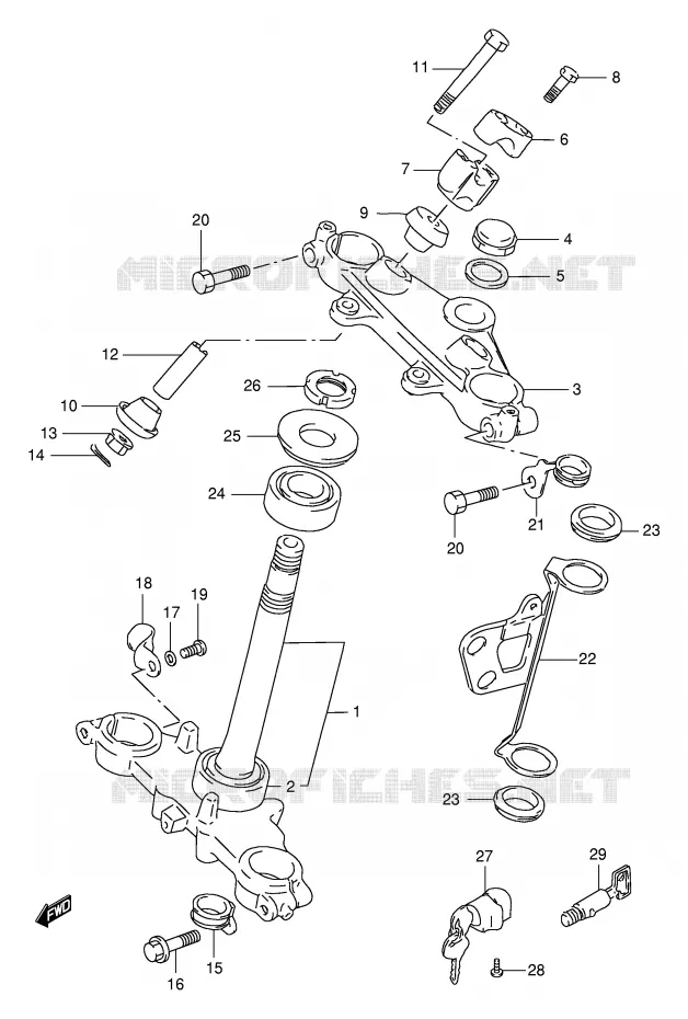 STUURKOLOM (MODELE R/S/T) Suzuki MOTO 125 DR 1997  DR125SEV(E4)