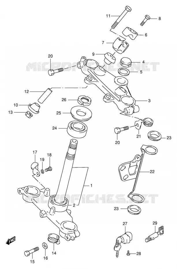 STUURKOLOM (MODELE V/W/X/Y) Suzuki MOTO 125 DR 1996  DR125SET(E4)