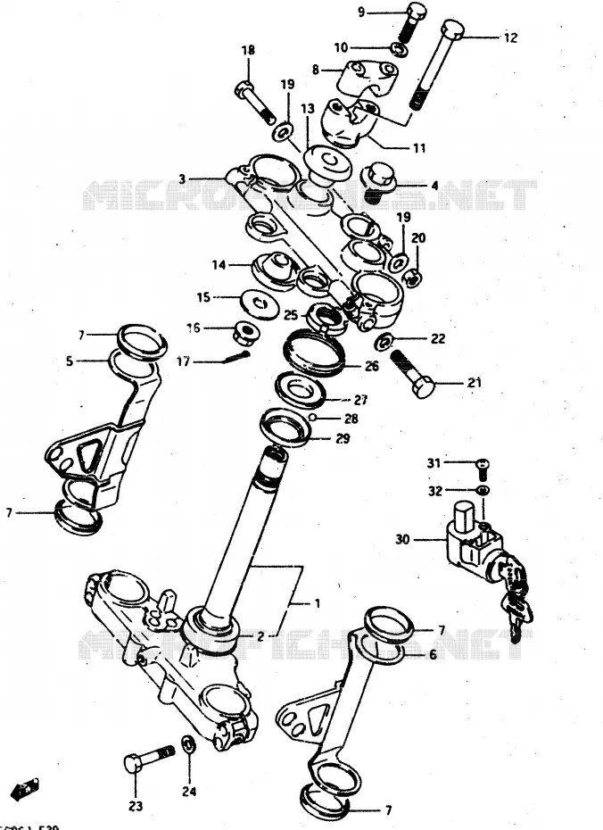 STUURKOLOM Suzuki MOTO 500 DR 1988  DR500J(G/H/J)