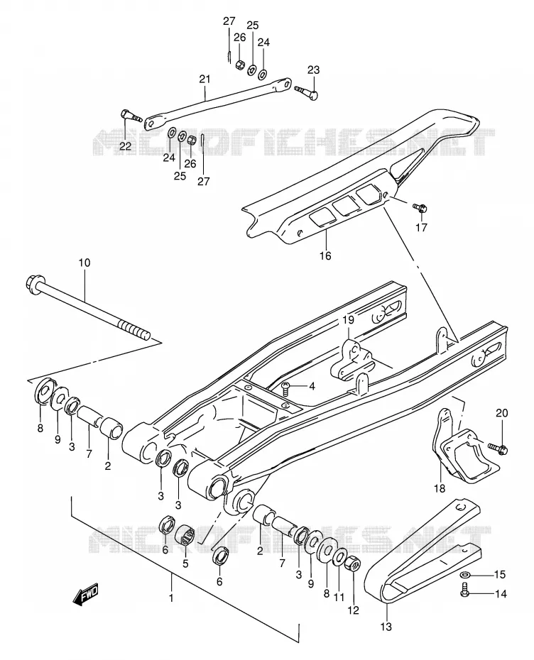 SWINGARM (MODELE K1/MODELE K2 P9) Suzuki MOTO 200 DR 2003  DR200SEK3(E24)