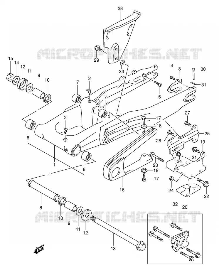 SWINGARM (MODELE L/M/N/P) Suzuki MOTO 350 DR 1993  DR350P(E1)