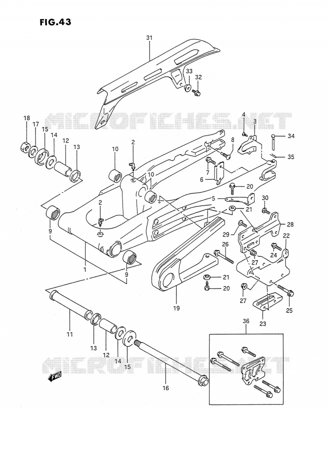 SWINGARM (MODELE L/M/N/P) Suzuki MOTO 350 DR 1994  DR350SR(E2)