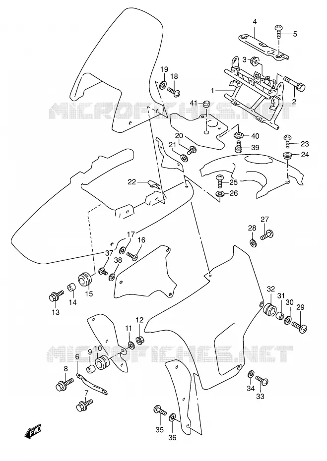 VOOR KUIP EN ONDERSTEUNING Suzuki MOTO 800 DR 1993  DR800SP(E4)