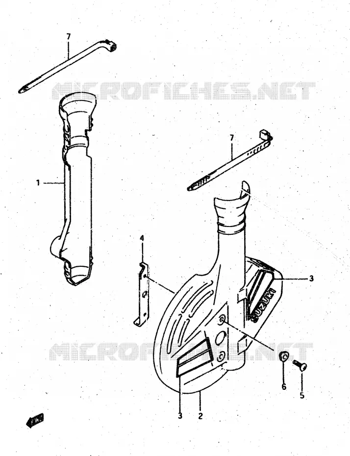 VOORVORK COVER (MODELE H/J) Suzuki MOTO 500 DR 1987  DR500H(G/H/J)