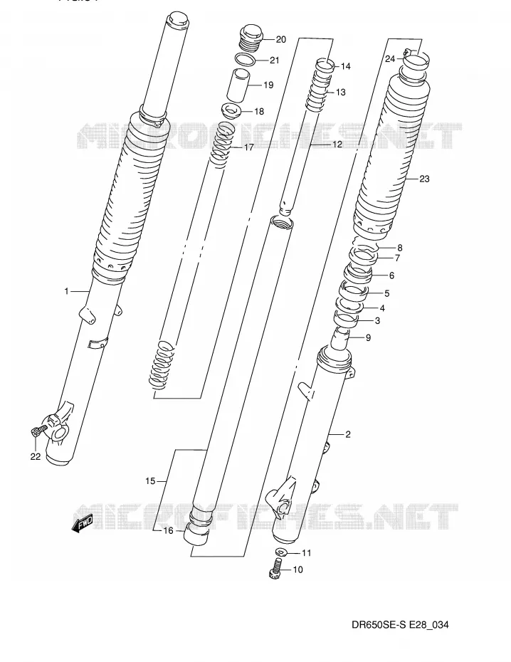 VOORVORK (MODELE N/P) Suzuki MOTO 650 DR 1992  DR650SN(E28)