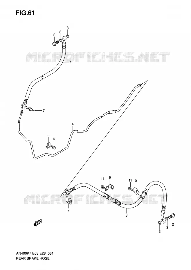ACHTER REMSLANG (AN400K7/K8/K9/L0) Suzuki SCOOTER 400 BURGMAN 2010  AN400L0(E3/E28)